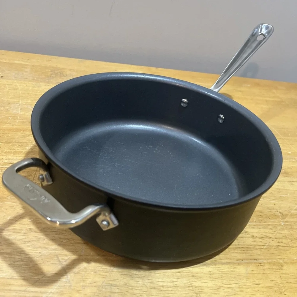 All-Clad HA1 4 Qt 12 inch Saute Pan Hard Anodized Nonstick Helper Handle‎ No Lid